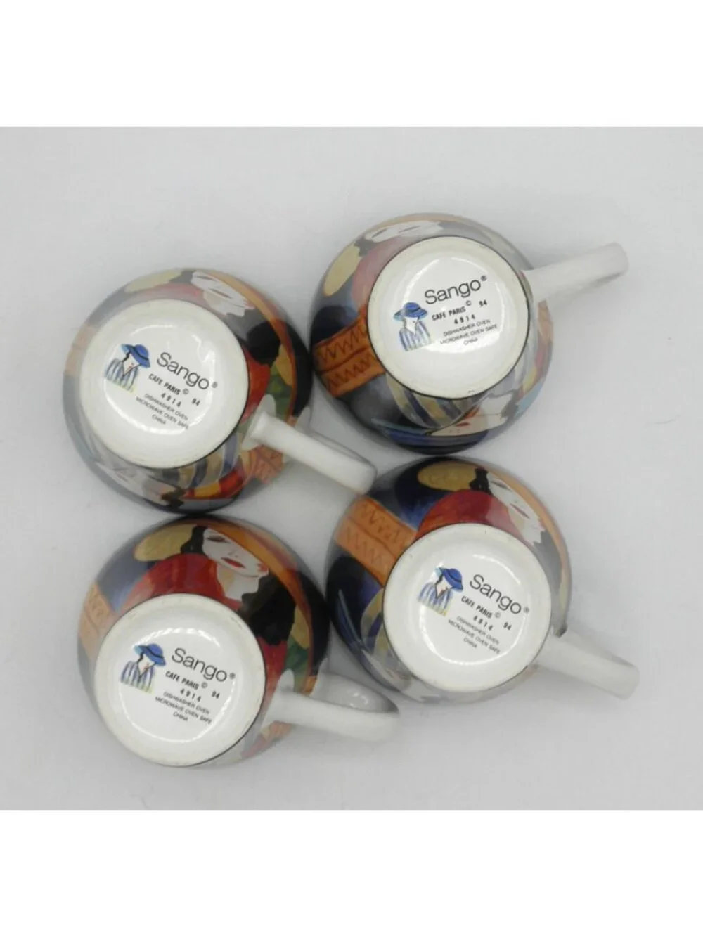 Cafe Paris by Sango Flat Cup & Saucer Set of 4 Pattern Code: SANCAPA